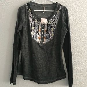 Free People black comb sequined top.
